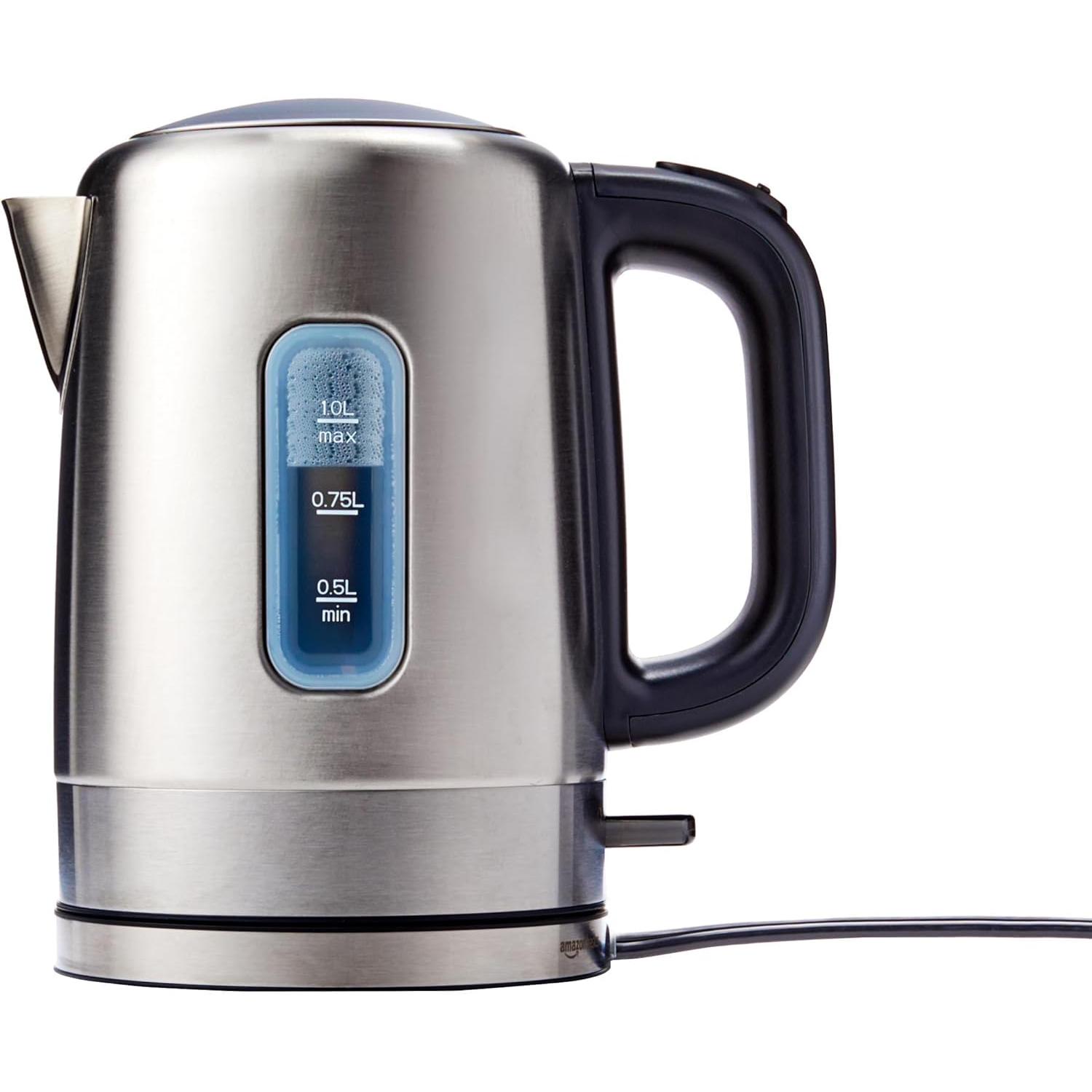 Electric Stainless Steel Kettle for Tea and Coffee, BPA-Free, Fast Boiling, Auto Shut-Off, 1 Liter, 1500W, Black and ...