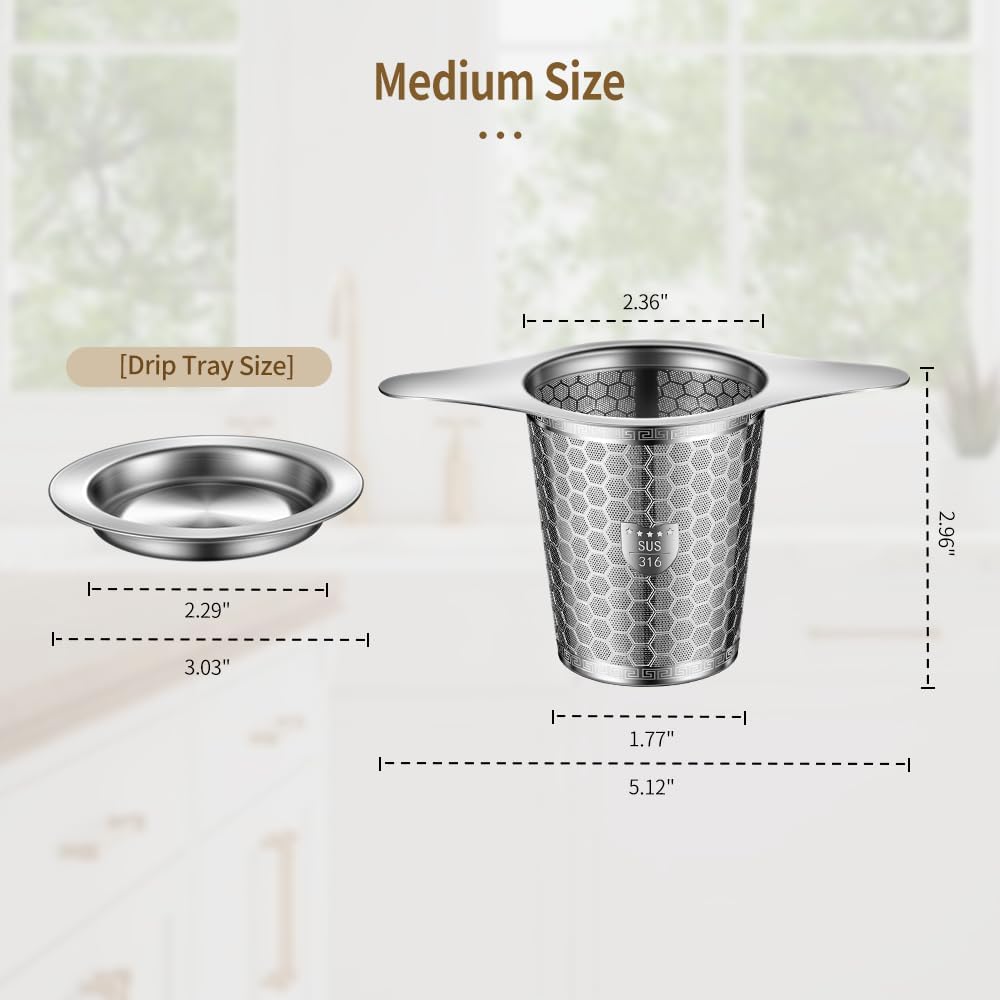 2Pack Tea Infuser Strainers, 316 Stainless Steel Loose Leaf Tea Strainer Stepper with Double Handles, Extra Fine Mesh... - Image 6