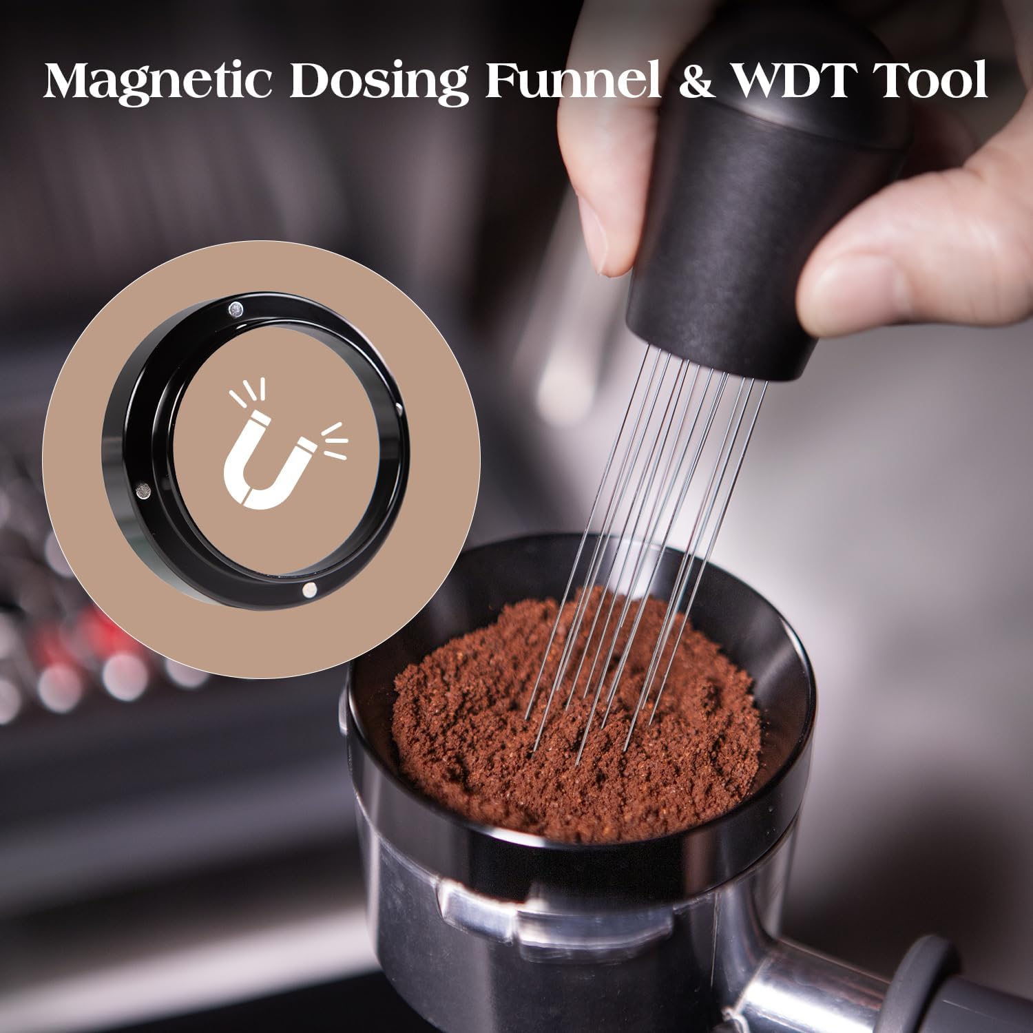 7 PCS Espresso Accessories Kit: 53.3mm Espresso Tamper, Coffee Distributor, Puck Screen, Dosing Funnel and WDT Tool, ... - Image 4