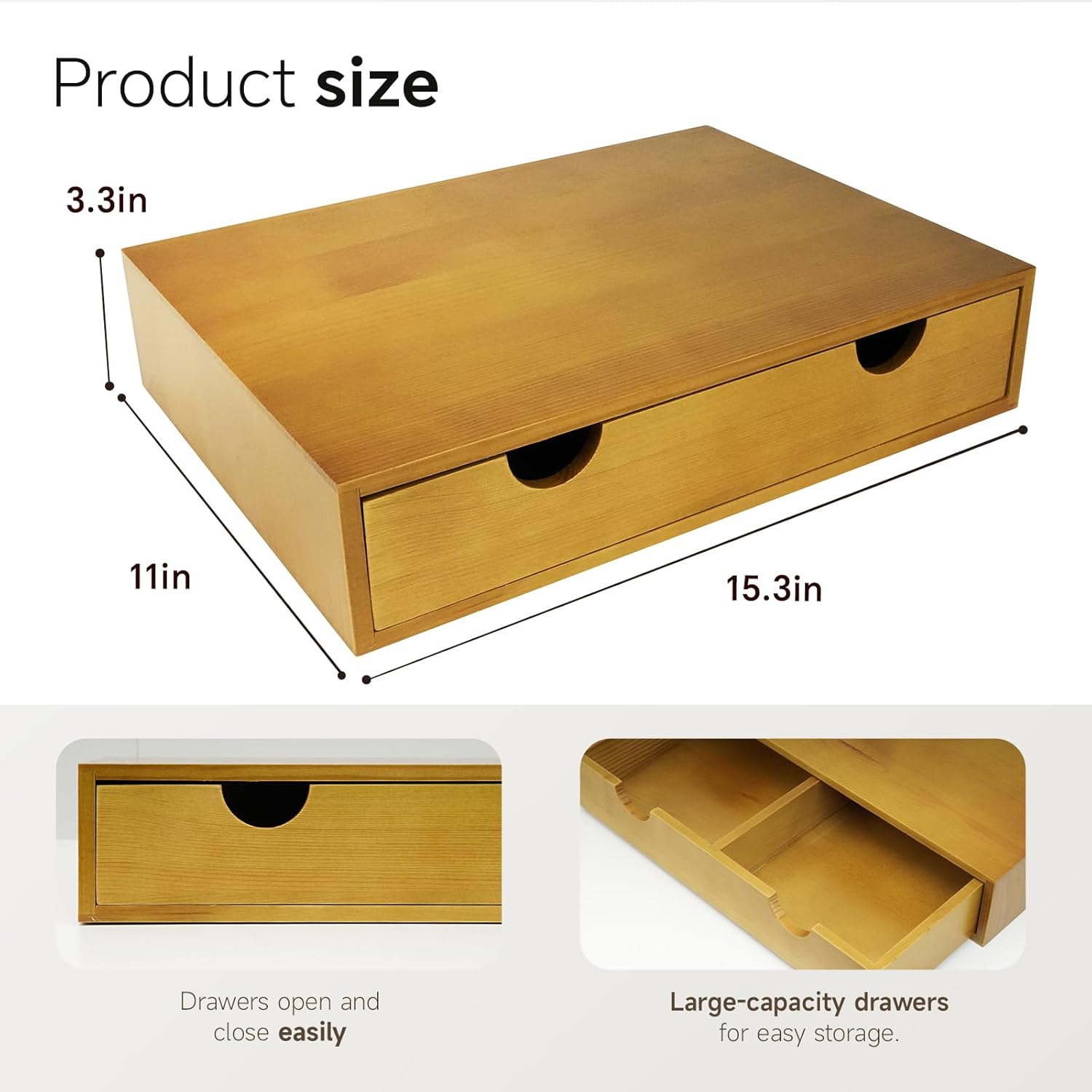 Coffee Pod 15" X 11" X 3" Natural Wood Countertop Organizer Drawer, Counter Top Espresso Tea Bag Station Storage Hold... - Image 3