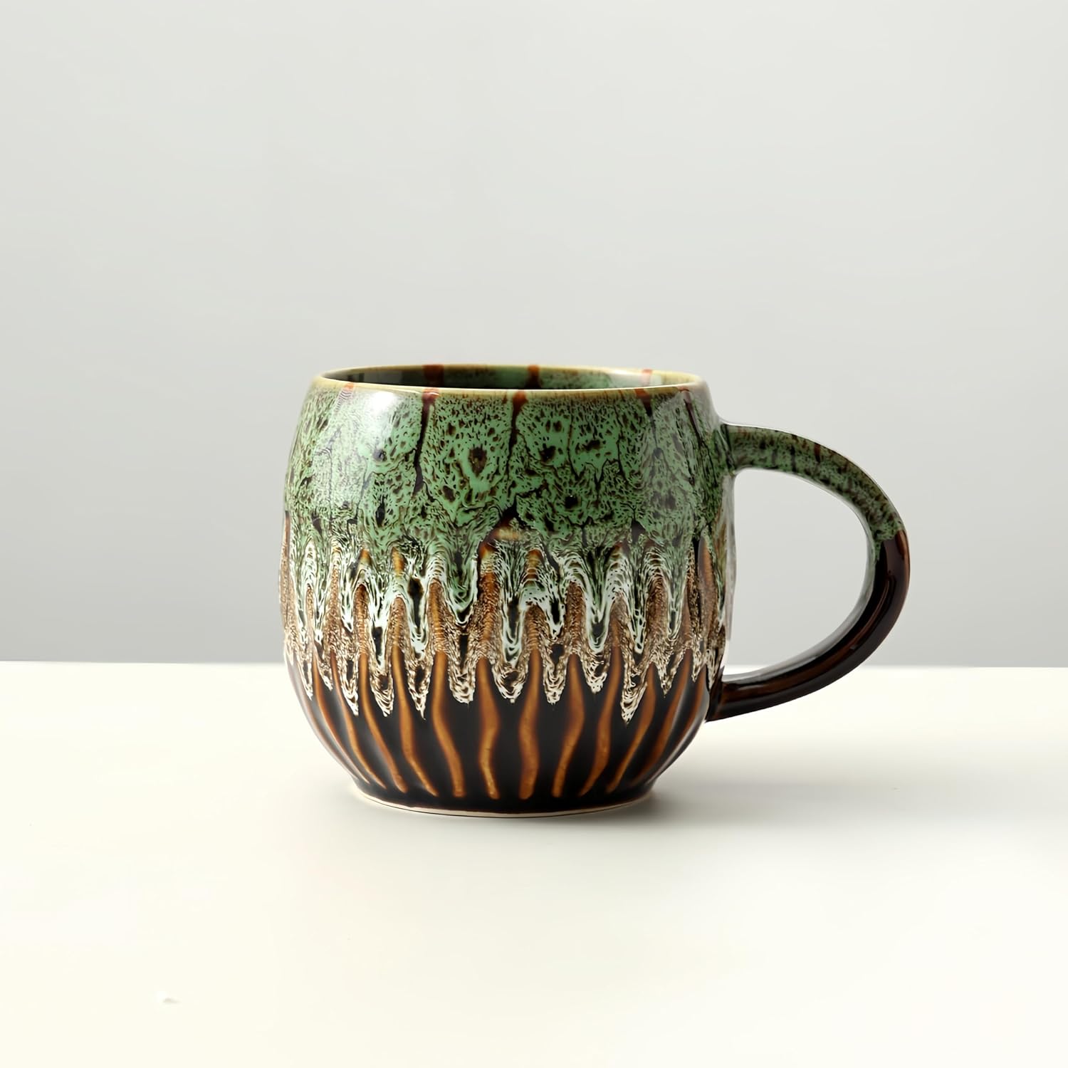 20oz Large Coffee Mug - Unique Handcrafted Look Ceramic Cup, Large Tea Mug, Microwave & Dishwasher Safe (green) - Image 4