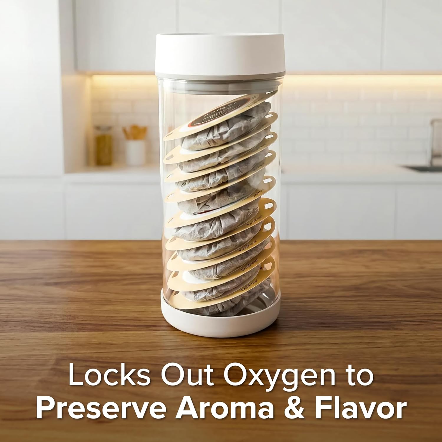 Coffee Rechargeable Vacuum Glass Canister, Kitchen Appliances, Store Coffee, Tea, or Pantry Items, Home Essentials, K... - Image 4