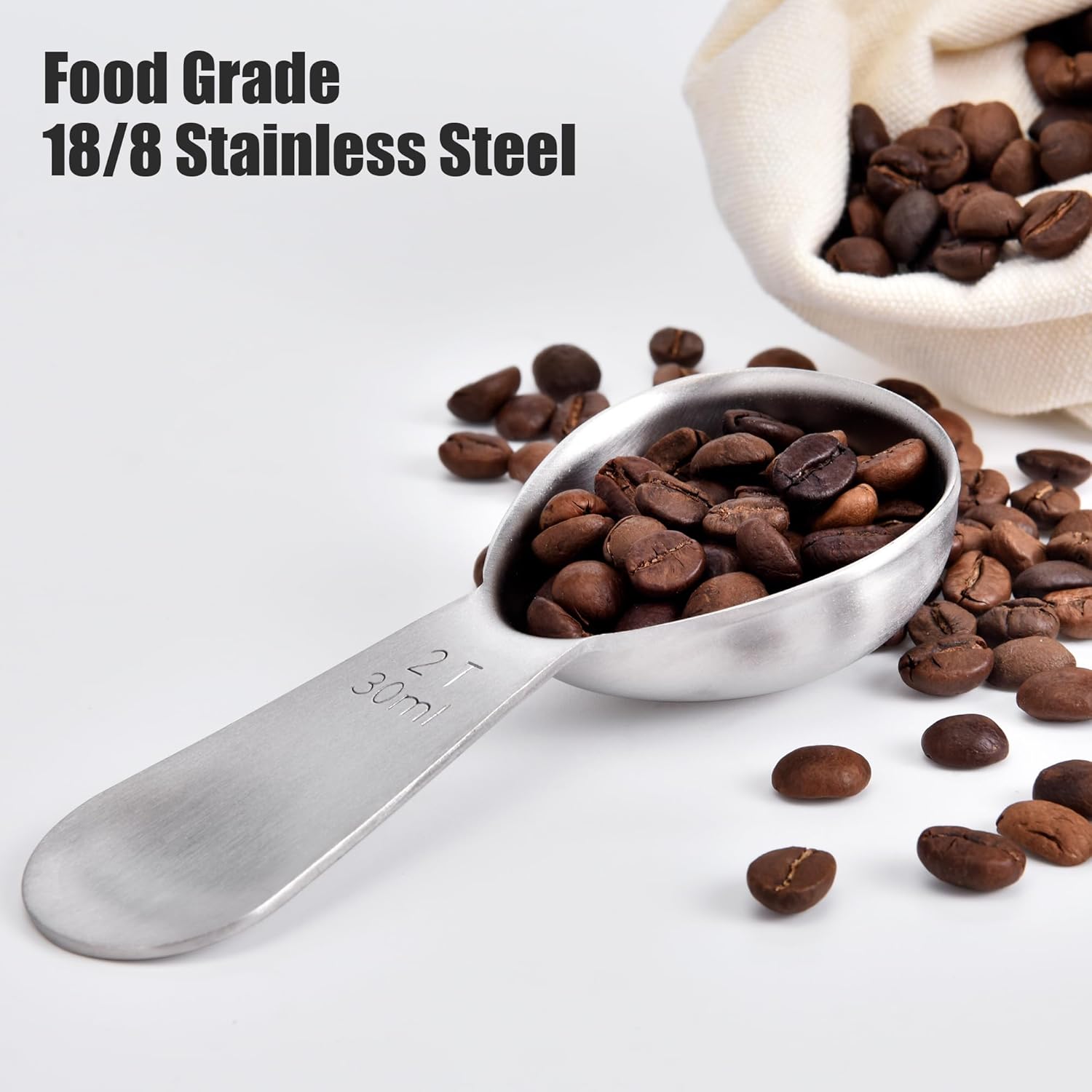 Doosu 2 Tablespoon Coffee Scoop - 18/8 Stainless Steel Heavy Duty Measuring Spoon with Short Handle, Food Grade Metal... - Image 3