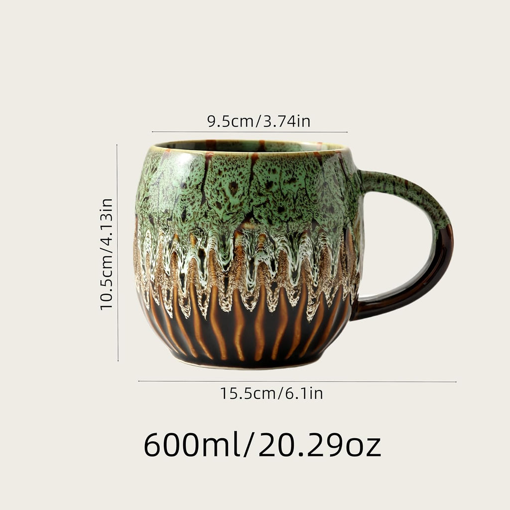 20oz Large Coffee Mug - Unique Handcrafted Look Ceramic Cup, Large Tea Mug, Microwave & Dishwasher Safe (green) - Image 2