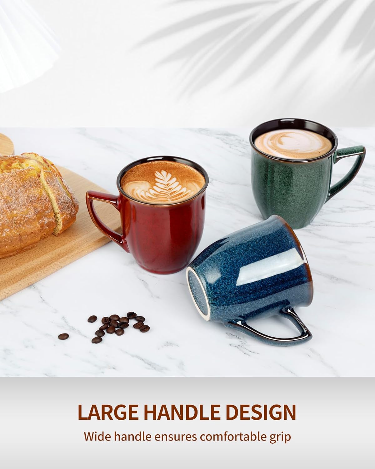 Ceramic Mugs 14 Oz,Mugs Set for Men Women, Ceramic Mugs Set with Large Handle for Coffee Tea Milk Cocoa, Coffee Cups ... - Image 5