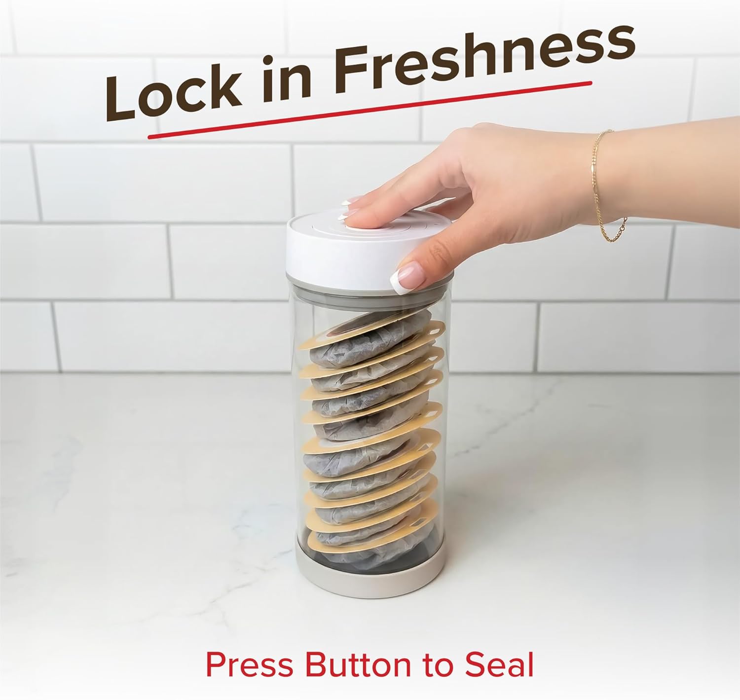 Coffee Rechargeable Vacuum Glass Canister, Kitchen Appliances, Store Coffee, Tea, or Pantry Items, Home Essentials, K... - Image 5