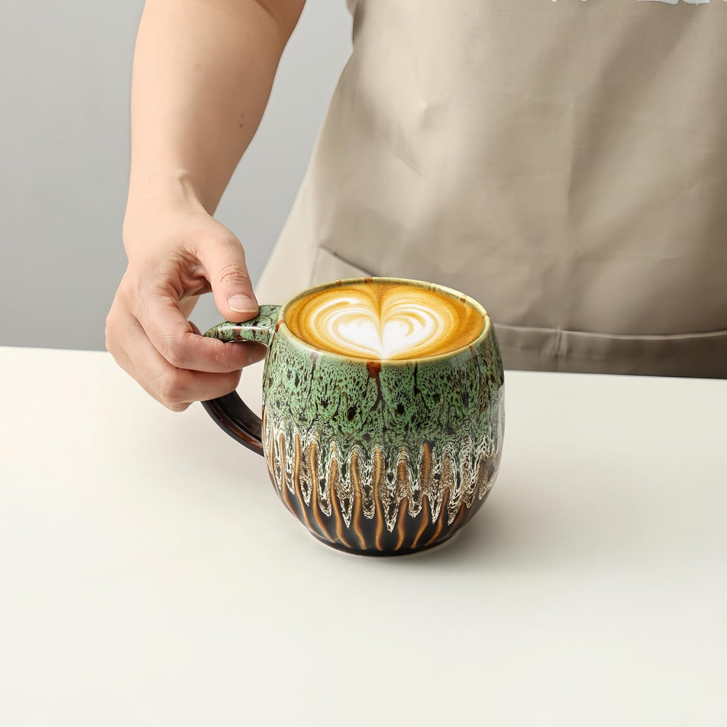 20oz Large Coffee Mug - Unique Handcrafted Look Ceramic Cup, Large Tea Mug, Microwave & Dishwasher Safe (green) - Image 5