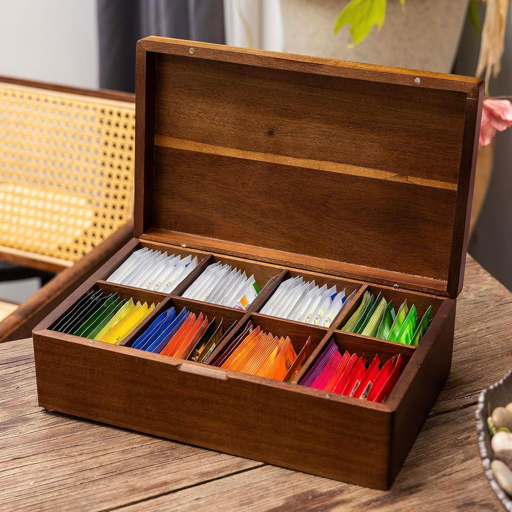 Acacia Wooden Tea Bag Organizers, Tea packet Storage Boxes, Tea Caddy for Tea Bags Chest, Teabag Holder Containers, T... - Image 6