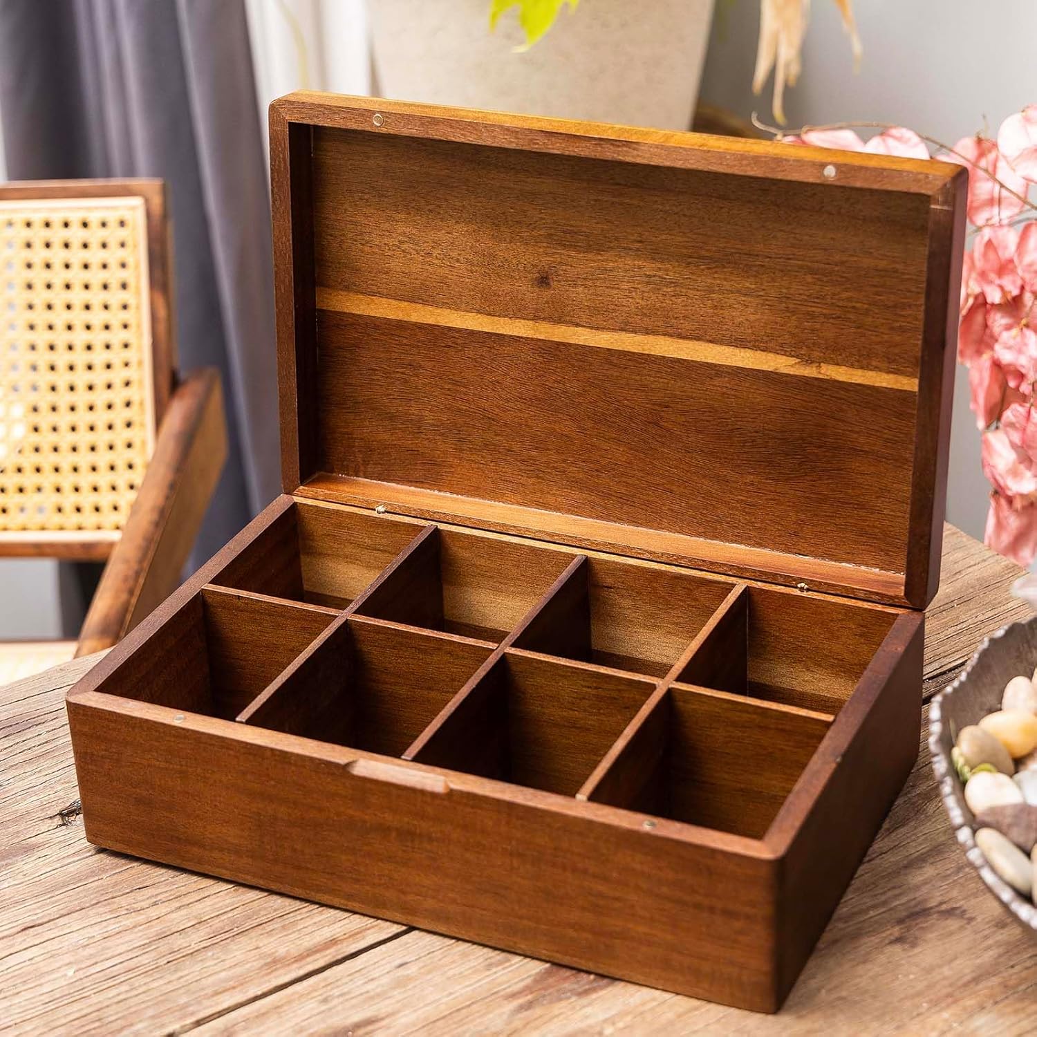 Acacia Wooden Tea Bag Organizers, Tea packet Storage Boxes, Tea Caddy for Tea Bags Chest, Teabag Holder Containers, T... - Image 3