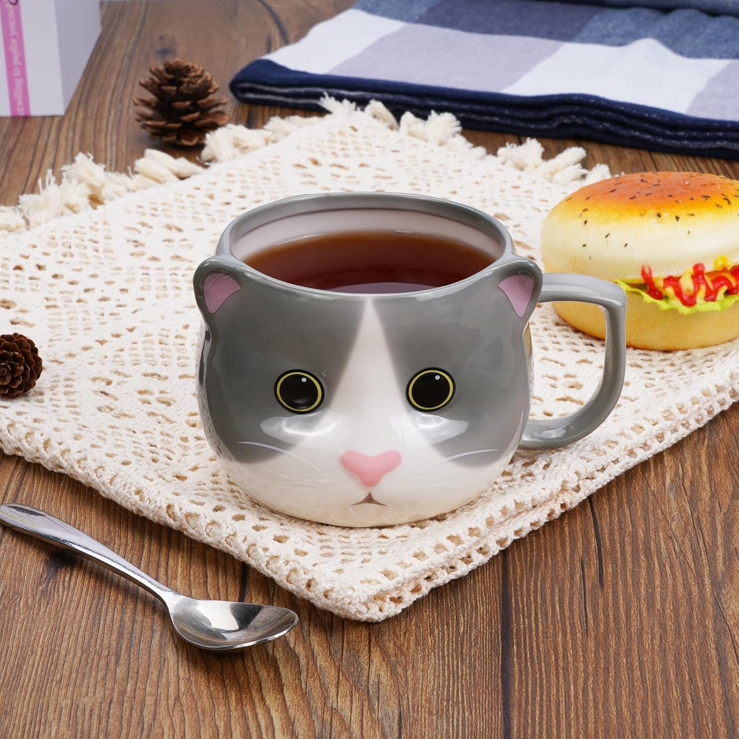 Cat Mug 14 oz Cute Ceramic 3D Porcelain Tea Cup for Women, Kawaii Gifts for Cat Lovers, Christmas, Housewarming, Holi... - Image 5